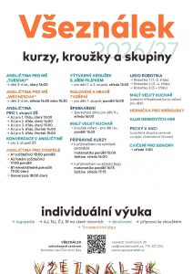 Textový přehled kurzů a kroužků ve školním roce 2026- 2027